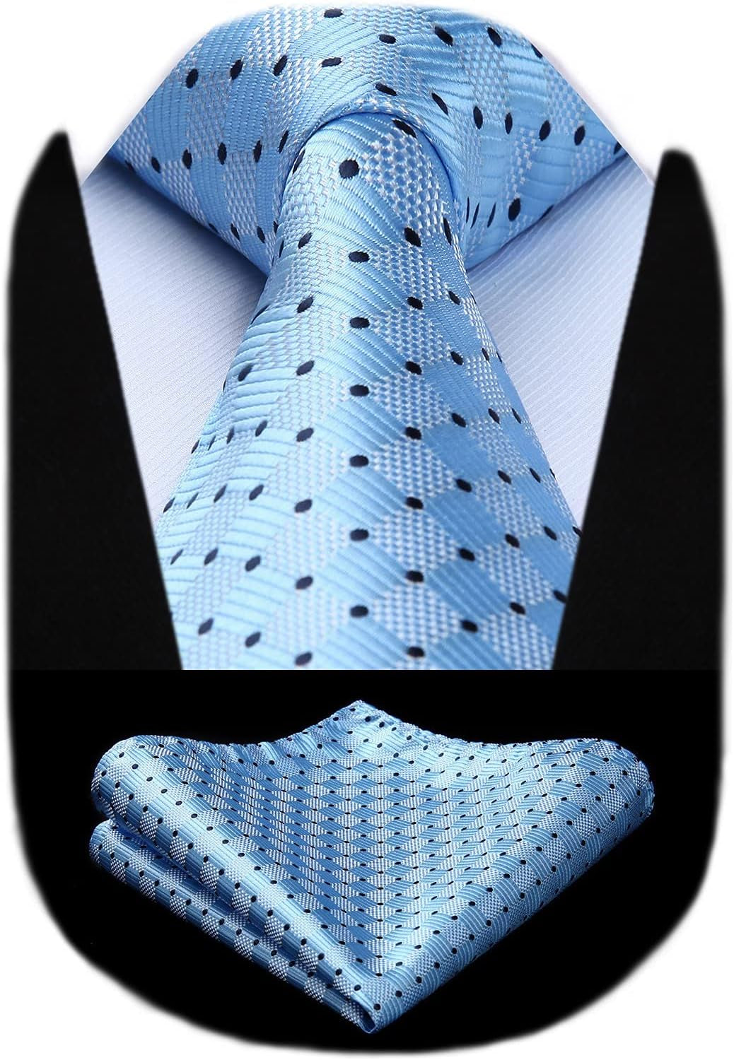 Mens Ties Plaid Tie and Pocket Square Set Classic Woven Formal Checkered Neckties & Handkerchief Wedding Party