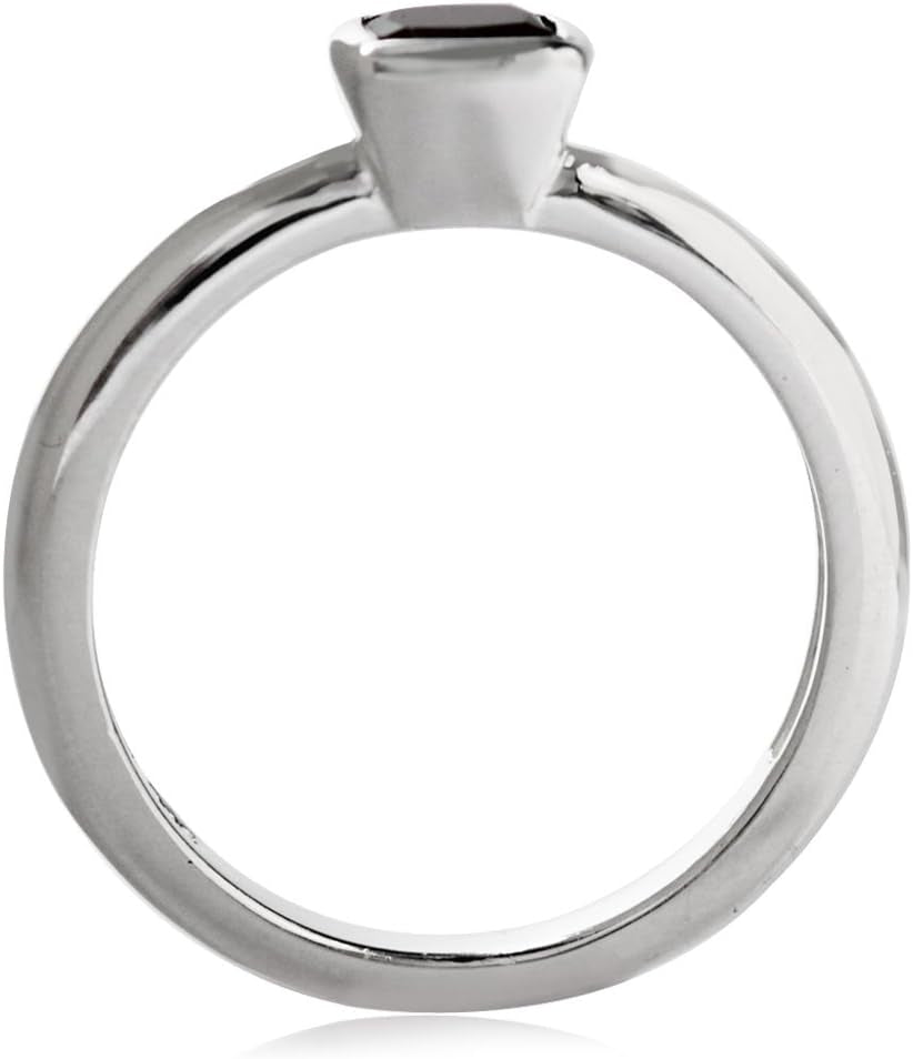 5MM Cushion Shape Birthstone Gemstone White Gold Plated or Yellow Gold Plated 925 Sterling Silver Stackable Bezel Set Solitaire Ring Jewelry for Women