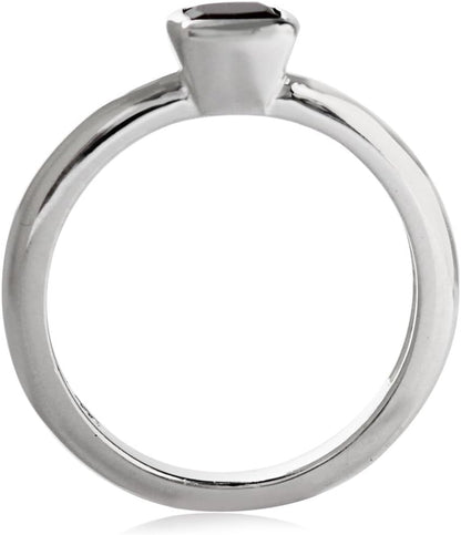 5MM Cushion Shape Birthstone Gemstone White Gold Plated or Yellow Gold Plated 925 Sterling Silver Stackable Bezel Set Solitaire Ring Jewelry for Women