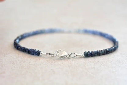 September Birthstone Bracelet, Ombre Sapphire Gemstone Bracelet, Natural Blue Sapphires, Bead Bracelet, Birthstone Bracelet
