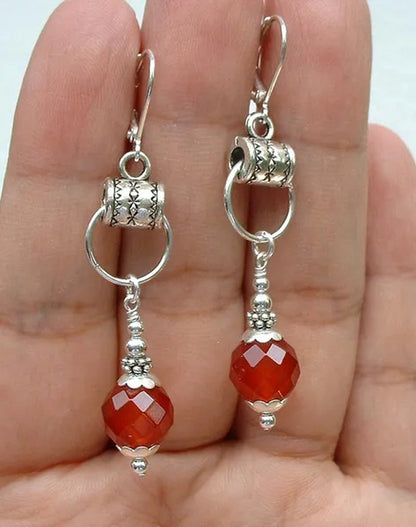 Red Carnelian Sterling Silver Earrings