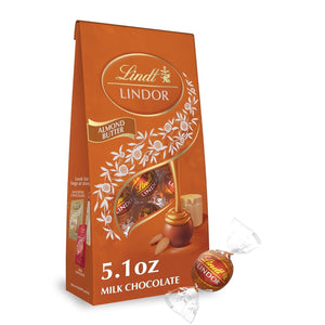 LINDOR Almond Butter Milk Chocolate Candy Truffles, Milk Chocolate with Almond Butter, 5.1 Oz. Bag