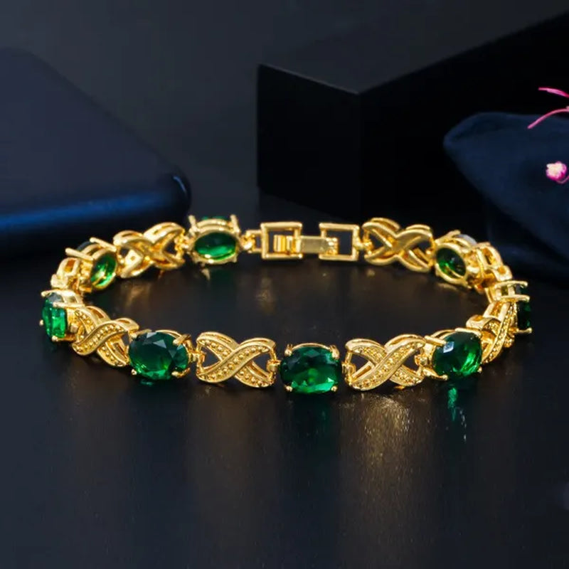 CANDICE Indian Luxury Wedding Party Bangle Jewelry with AAA CZ Stone Gold Plated X Shape Bracelet for Summer Fashion