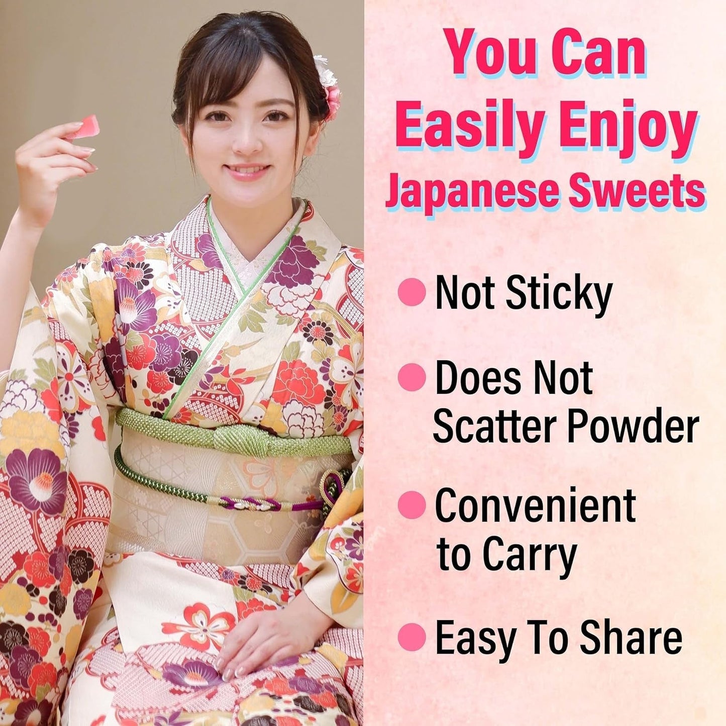 Japanese Sakura Mochi Candies, Real Traditional Cherry Blossom Rice Cakes, 300G/10.58Oz, Japanese Snacks, Japanese Candy, Individually Wrapped