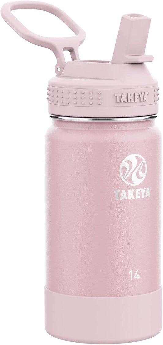 Actives Kids 14 Oz Vacuum Insulated Stainless Steel Water Bottle with Straw Lid, Blush - WORLD TIME VISITS