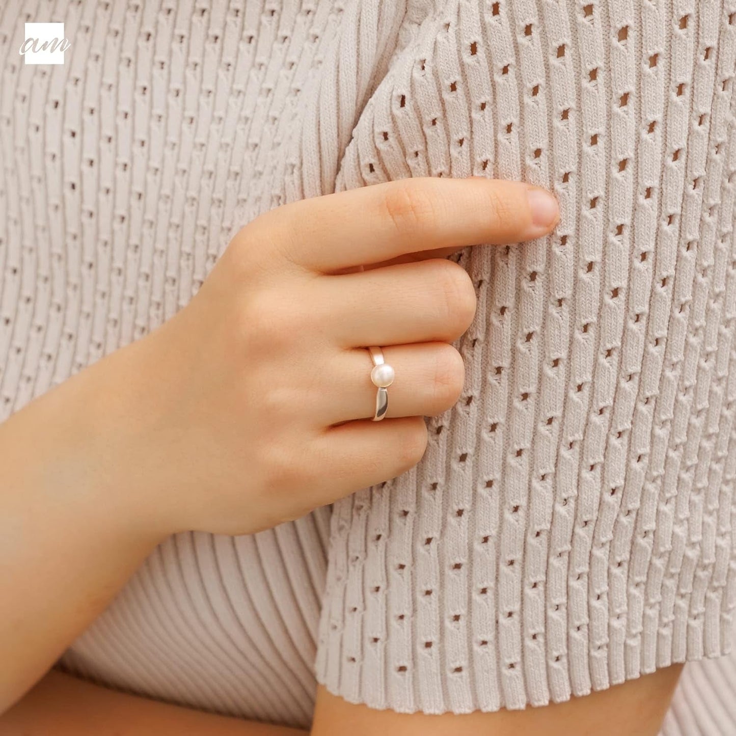 Women 925 Sterling Silver Freshwater Pearl Ring