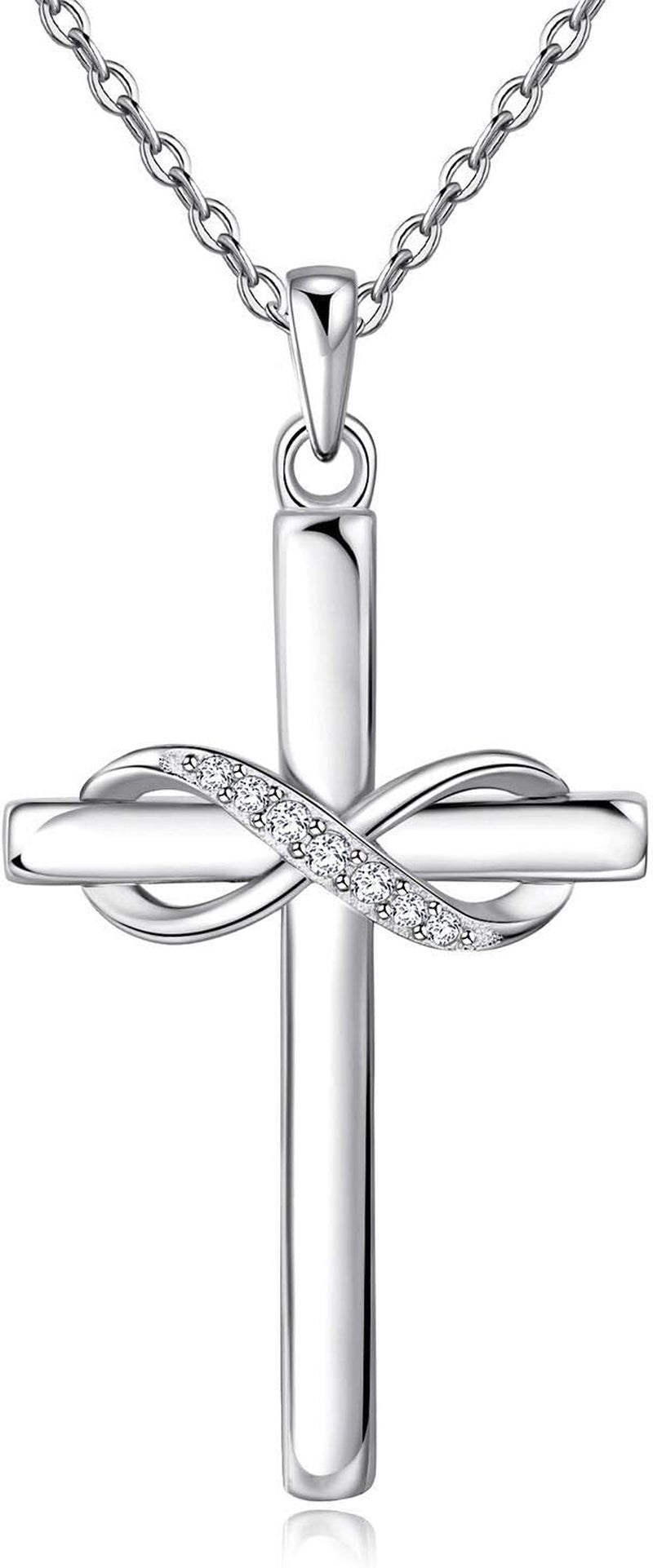 925 Sterling Silver Cross Necklace for Women Infinity Necklace 14K Rose Gold Plated Necklaces for Easter or Holiday