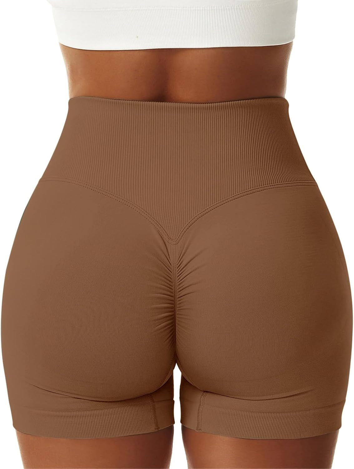 Women'S Workout Gym Shorts Booty V Cross Spandex Yoga Biker Shorts Scrunch Butt High Waisted Athletic Leggings
