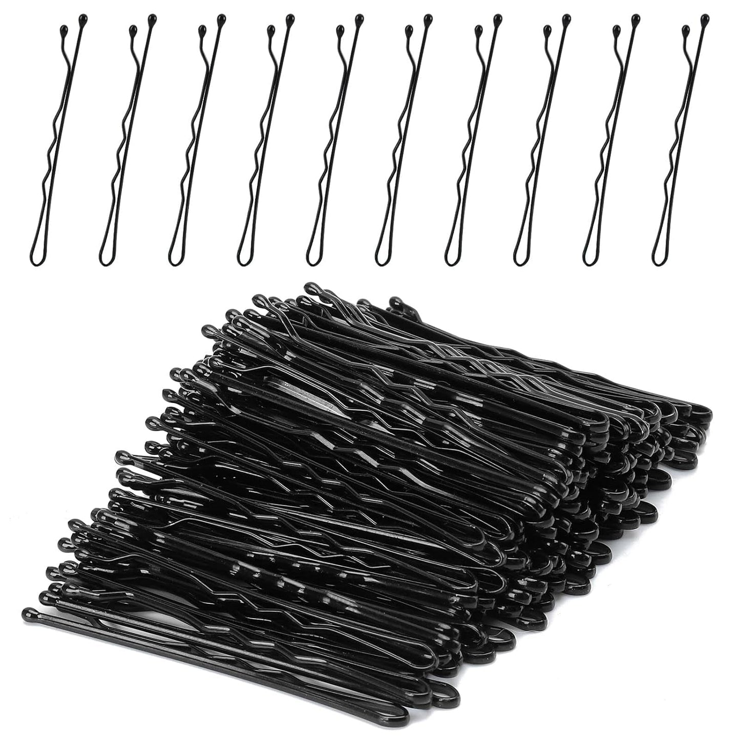 Bobby Pins, 200Count Black Hair Pins Hairpins with Box for Women Lady Girls Kids Hair Pin Invisible Wave Hairgrip Barrette Hairclip Bulk Hair Accessories (Black,2.2 Inch)
