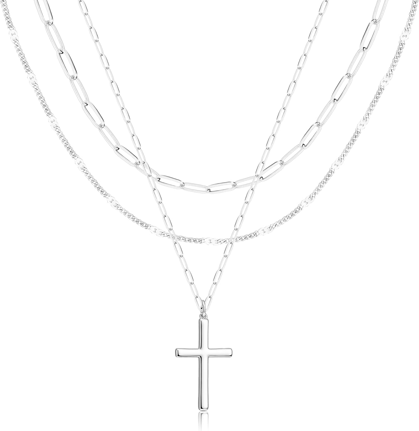 Layered Gold Necklaces for Women, Stackable Dainty 14K Gold Silver Plated Trendy Simple Heart Diamond Cross Bow Circle Pendant Paperclip Choker Dot Chain Necklace,Jewelry Set Gifts for Women - WORLD TIME VISITS