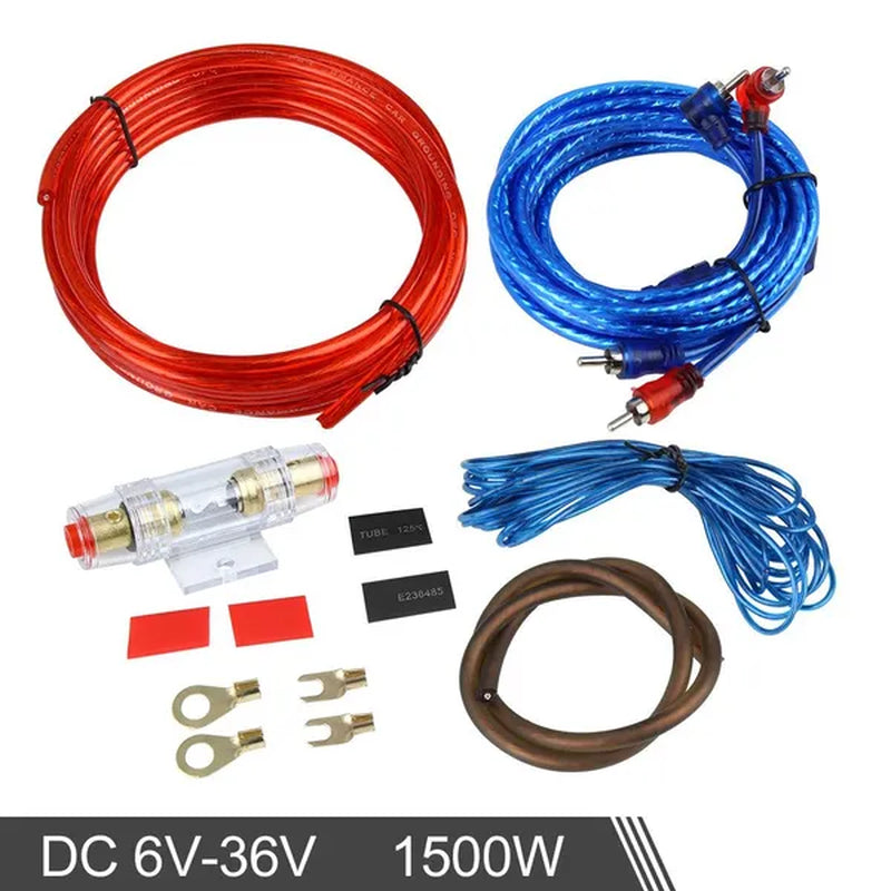 Universal Car Amplifier Wiring Kit Audio Subwoofer RCA Power Cable Fuse Set