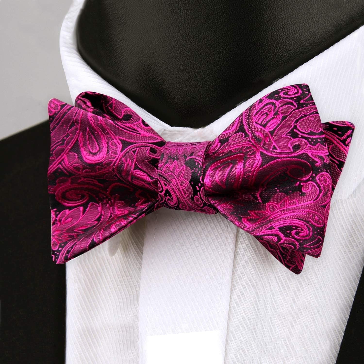 Mens Paisley Jacquard Self-Tie Bow Tie Pocket Square Set - WORLD TIME VISITS