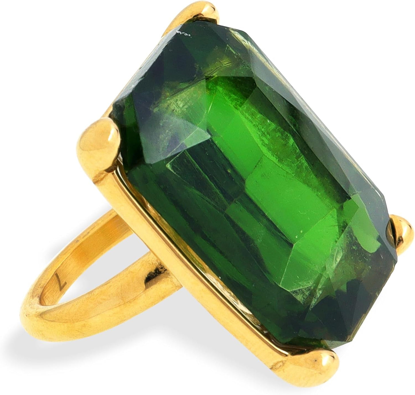 Gold Exaggerated Emerald CZ Crystal Rings for Women, Statement Costume Jewelry Gift - WORLD TIME VISITS