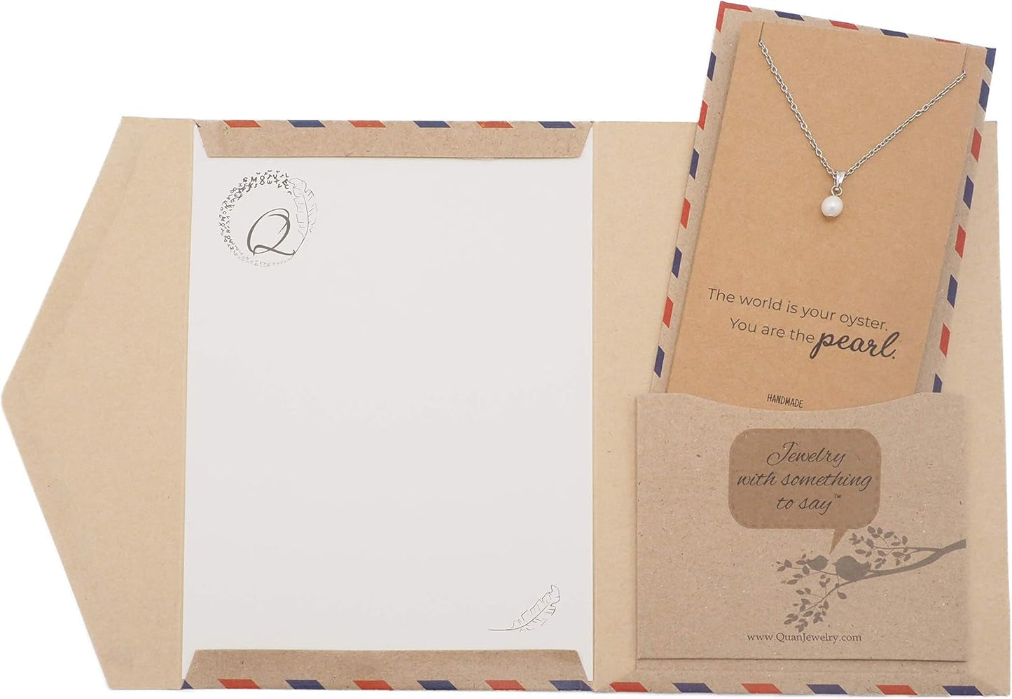 Pearl Pendant Necklace, Beach Themed Charm Mother'S Day Gifts with Inspirational Greeting Card, Stainless Steel Adjustable Chain 16" to 18"