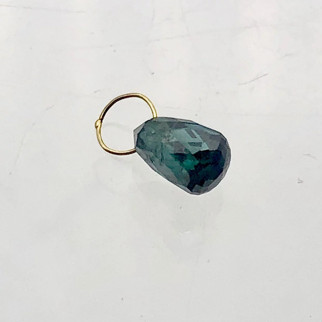 Blue Diamond Briolette 18K Gold Pendant | .8 Cts | 6X4Mm |