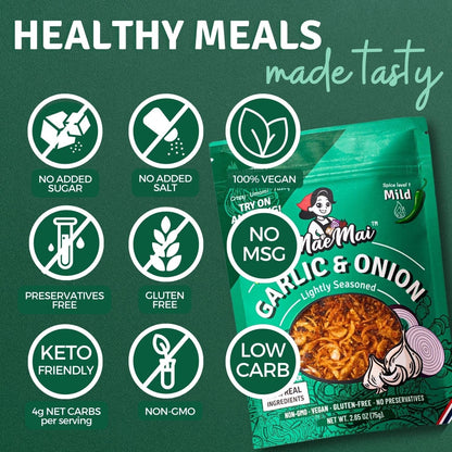 MILD Spice - Non-Oily Chili Crisp Topper, Rice Seasoning, Ramen Topper, Furikake | Umami Onion & Garlic Flakes | 2.65Oz (75G)