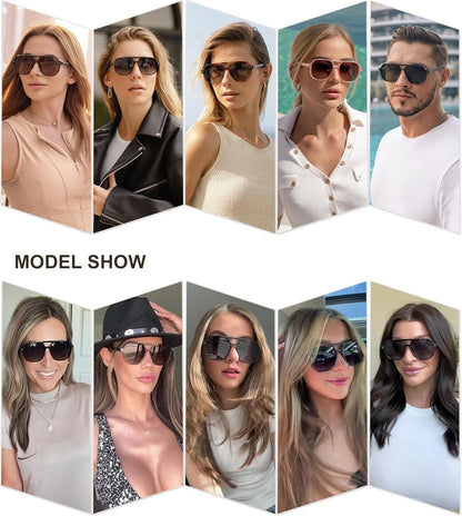 Retro Trendy Aviator Polarized Sunglasses Men Women Vintage 70S Square Stylish Frame Sun Glasses SJ2283