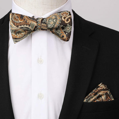 Bow Ties for Men Paisley Bowties Mens Self Tie Bow Tie and Pocket Square Set Formal Tuxedo Wedding Bowtie