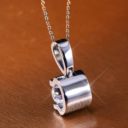 Fashion Jewelry Gemstone White Sapphire 925 Sterling Silver Diamond Pendant Necklace 6mm 8mm