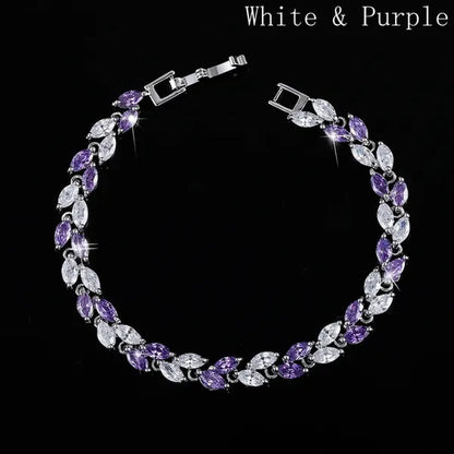 Trendy 2019 Cubic Zirconia Jewelry 925 Silver Leaf Charm CZ Crystal Female Bracelets Bangles for Women