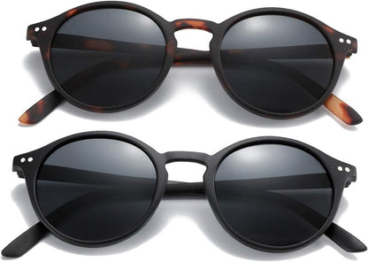 Polarized Sunglasses for Women Men: Retro Shades round | Square Frame UV Protection 2 Pack