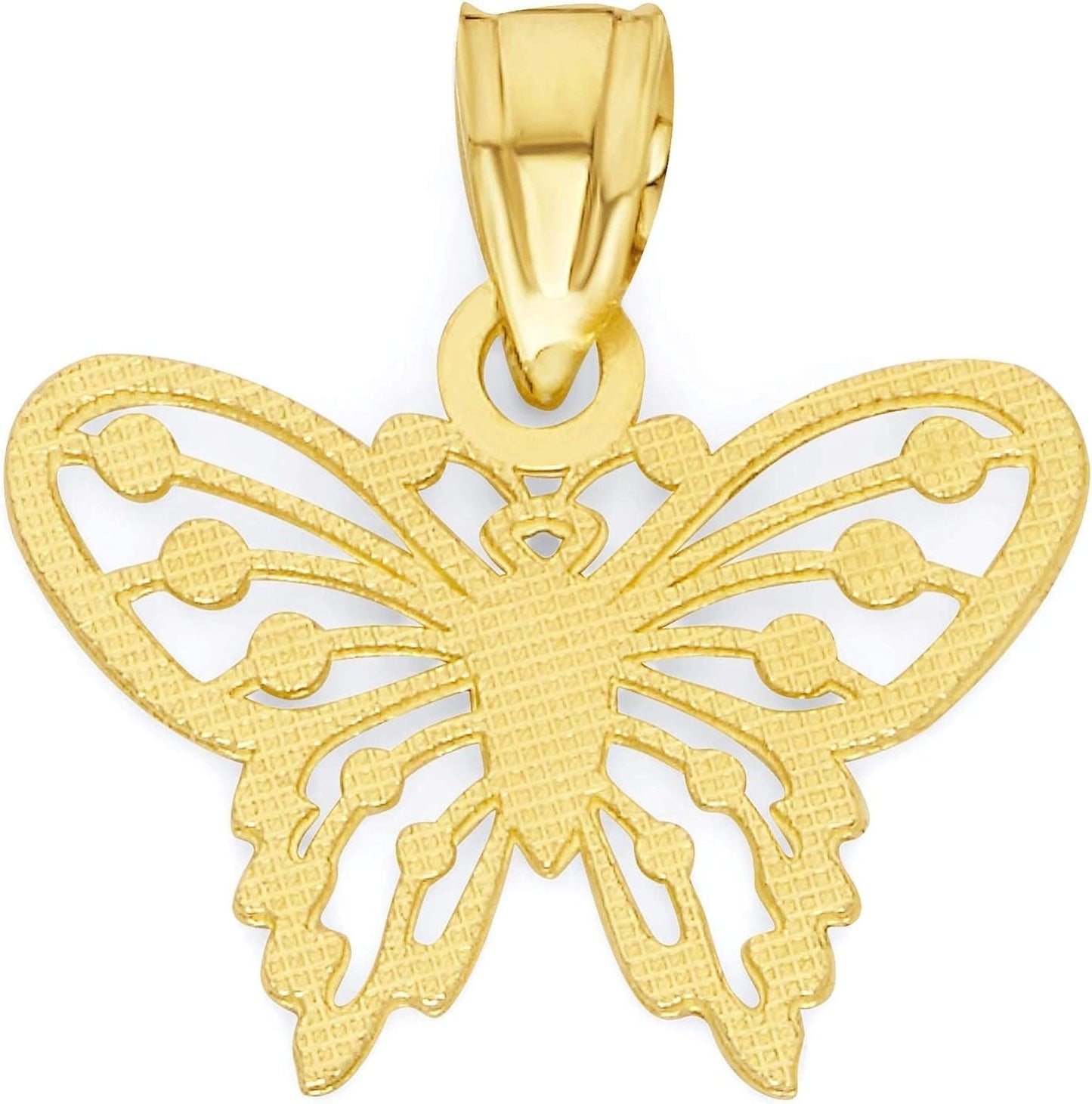 10K Solid Real Gold Butterfly Pendant Small Animal Charm Casual Everyday Wear Jewelry Charm
