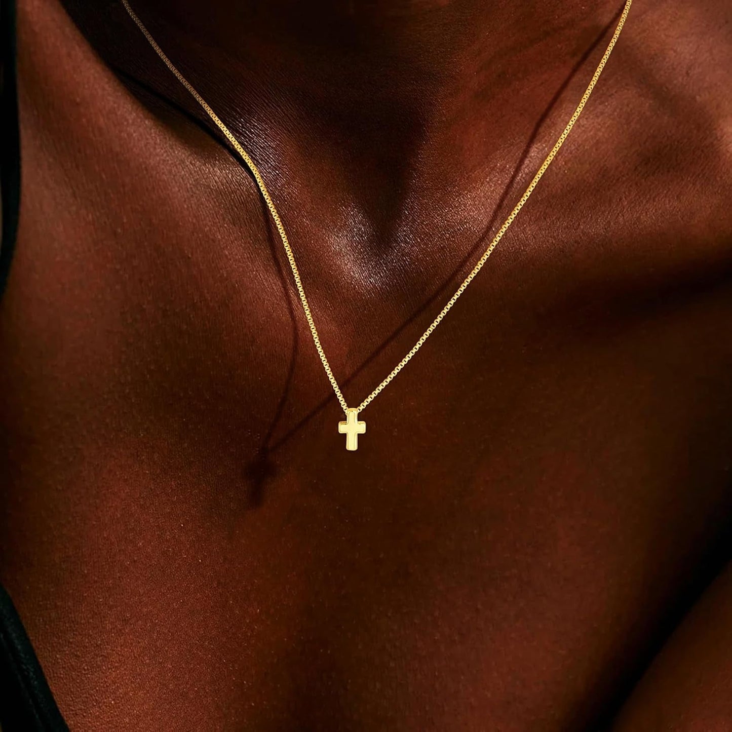 Cross Necklace for Women Trendy - Dainty 14K Gold Plated Cross Choker Pendant Necklaces Simple Tiny Cute Necklace Christian Baptism Religious Faith Jewelry Gift for Women