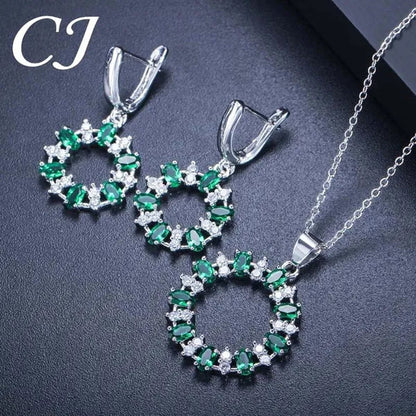 CANDICE Oval Yellow Platinum Plated Costume Party Jewelry Set Fashion Hollow Out Round Dangle Necklace Hoop Earrings with Silver Plated for Women Accessories
