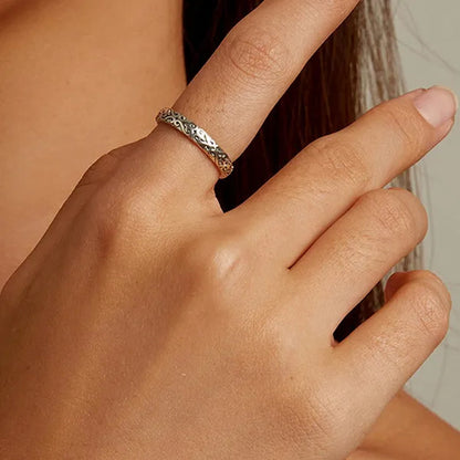 Simple 925 Sterling Silver Retro Exquisite Pattern Ring for Women Jewelry Gift