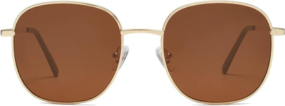 Classic Trendy Square Sunglasses for Women Men Cute Big Frame Gold Shades SJ1137