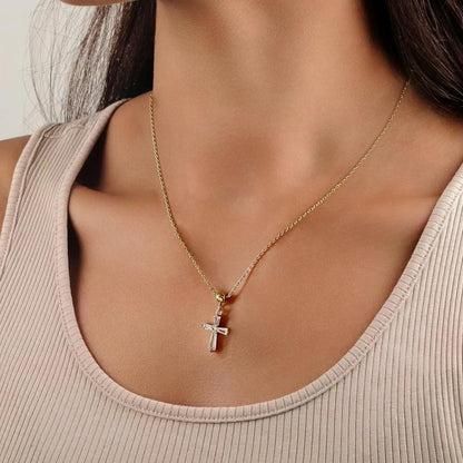Dainty 14K Gold Choker Cross Charm Necklace for Women, Cross Gold Pendant Necklace Trendy Non Tarnish