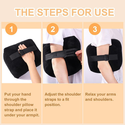 Post Shoulder Surgery Pillow for Shoulder Pain Relief Support Rotator Cuff Brace Pillow for Side Sleeper Comfortable Armpit Surgery Recovery Supplies for Sitting & Sleeping (Black)