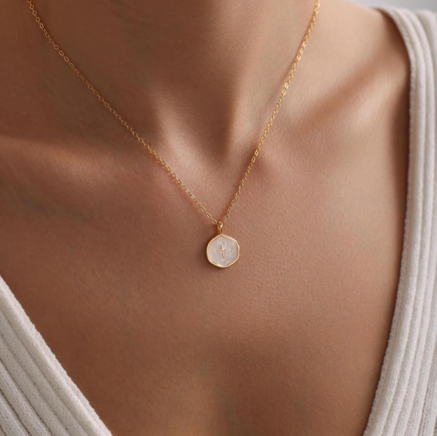 Cross Necklace for Women-Dainty Simple 14K Gold Plated Cross Pendant Cute Necklaces for Women Jewelry - WORLD TIME VISITS