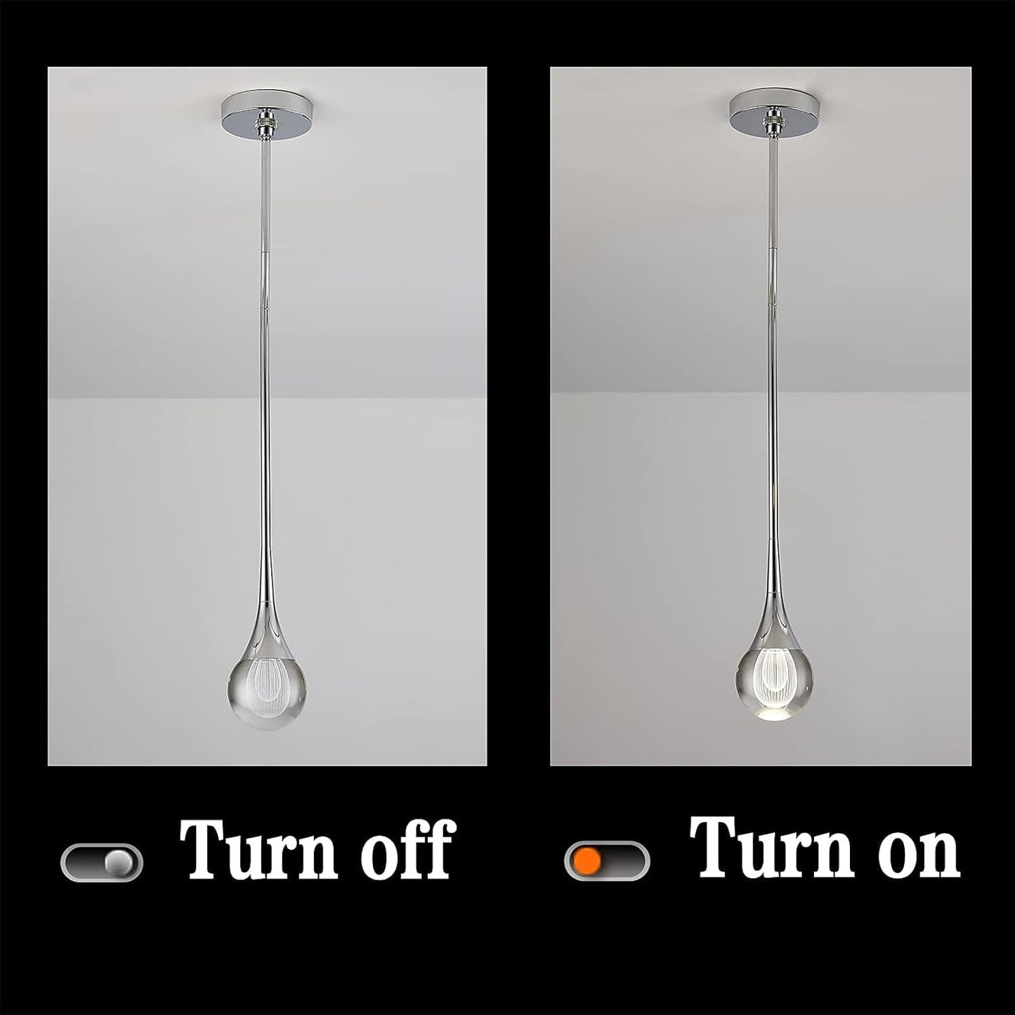 Modern Crystal Pendant Light,1-Light Globe Hanging Light Fixture Led Chrome Finish Mini Pendant Lamp for Kitchen Island Bedroom Dining Room Bar
