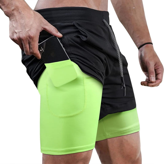 Mens Running Shorts，Workout Running Shorts for Men，2-In-1 Stealth Shorts，7-Inch Gym Yoga Outdoor Sports Shorts - WORLD TIME VISITS