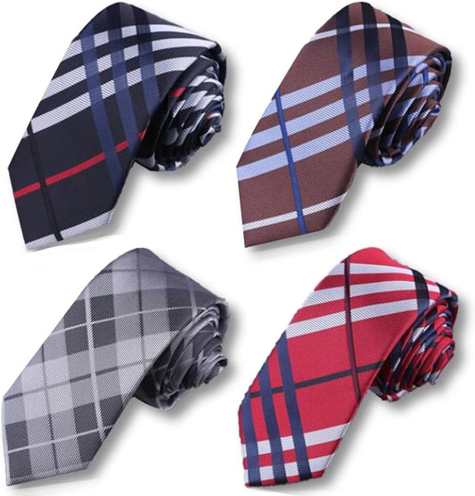 Lot 4 PCS Classic Men'S Skinny Width 2.3" Slim Necktie Solid Color Tie
