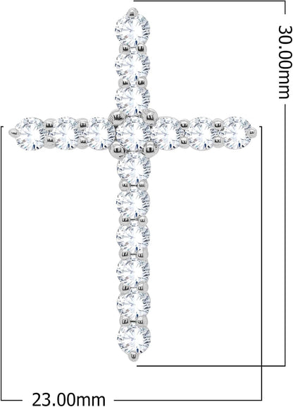 1.14 Ct round Cut Natural Diamond Religious Cross Pendant with 18" Chain in 10K Real Solid White Gold (Clarity I2-I3, Color I-J) Mother'S Day Gifts