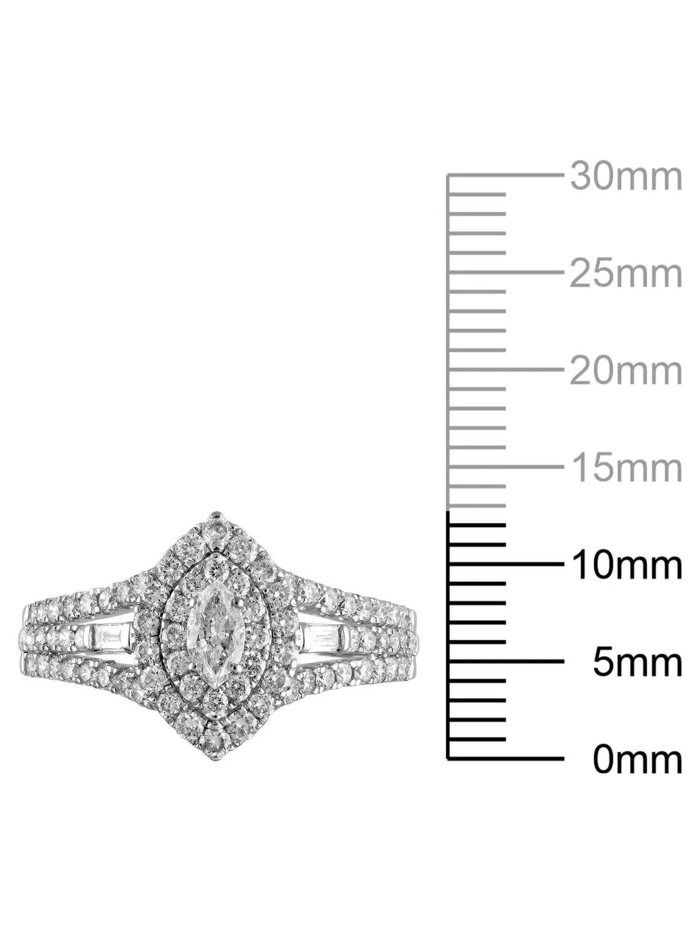 1 Carat T.W. (I2 Clarity, H-I Color)  Marquise Cut Diamond Engagement Ring in 10Kt White Gold, Size 7