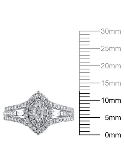 1 Carat T.W. (I2 Clarity, H-I Color)  Marquise Cut Diamond Engagement Ring in 10Kt White Gold, Size 7