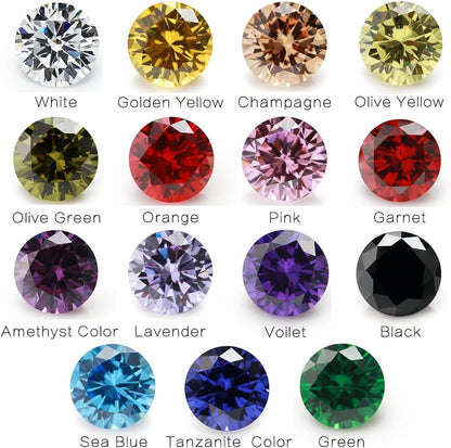 Round Cut 5A Cubic Zirconia Stone Mix 15 Colors Loose CZ Stones Synthetic Gemstone for Jewelry Making - WORLD TIME VISITS
