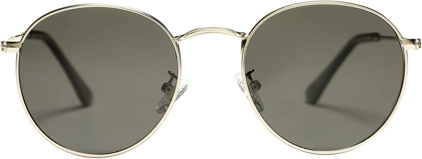Small round Metal Polarized Sunglasses for Women Retro Designer Style