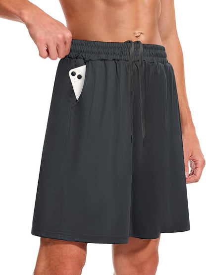 Men'S Athletic Gym Shorts - Quick Dry Black Casual Basketball Shorts with Pockets for Running Workout Activewear