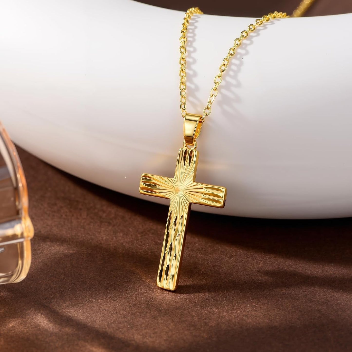14K Gold Cross Necklace for Women Elegent Gold Cross Pendant Necklace Religious Jewelry Gift