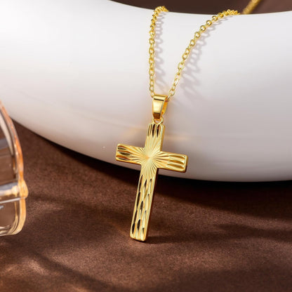 14K Gold Cross Necklace for Women Elegent Gold Cross Pendant Necklace Religious Jewelry Gift
