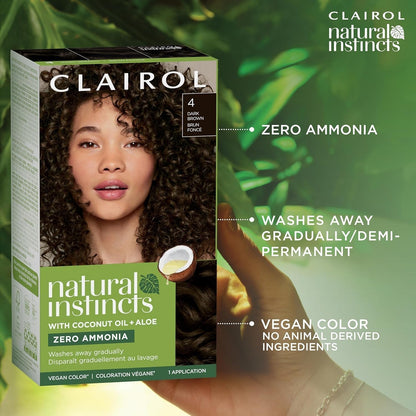 Natural Instincts Demi-Permanent Hair Dye, 2 Black Hair Color, Pack of 3
