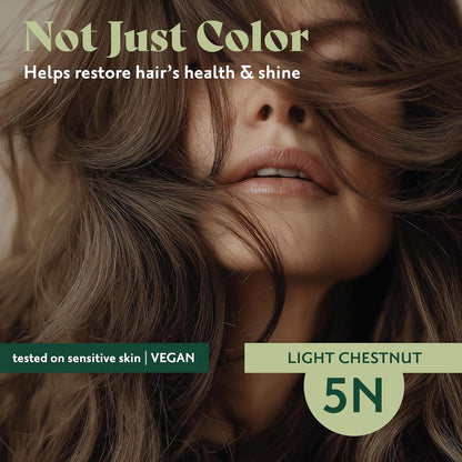 Permanent Hair Dye for Women - 5N Light Chestnut - for up to 100% Gray Coverage of Resistant Gray Hair - Ammonia-Free, Alcohol-Free & Vegan - Salon Influenced Hair Color 5.75 Fl Oz
