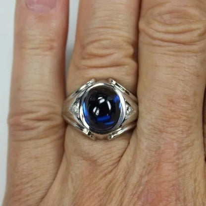 Classic Blue Zircon Rings for Men and Women Silver Color White Zircon Ring Engagement Wedding Ring Anniversary Party Gift Fashion Jewelry Size: 5-11