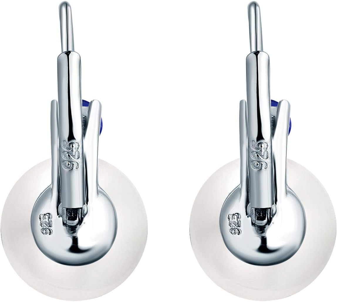 925 Sterling Silver Cubic Zirconia Freshwater Cultured Pearl Drop & Dangle Leverback Earrings