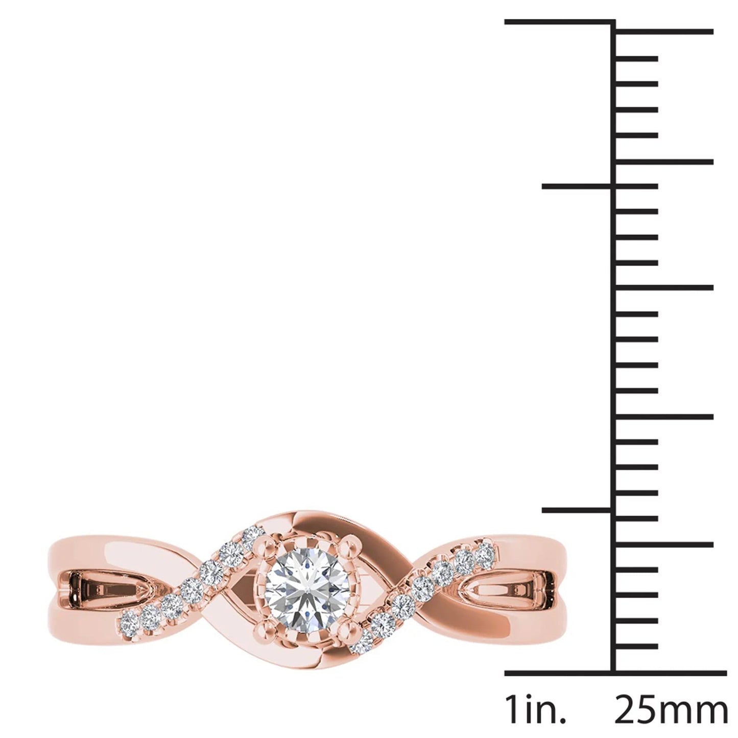 1/20Ct TDW Diamond 10K Rose Gold Criss-Cross Engagement Ring