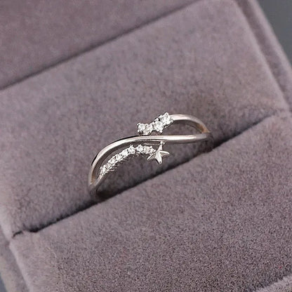 Women Small and Exquisite 925 Sterling Silver Color Morningstar Bright Diamonds Thin Ring Party Courtship Proposal Rings